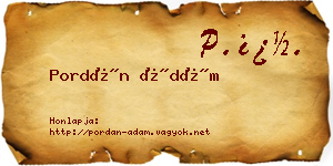 Pordán Ádám névjegykártya